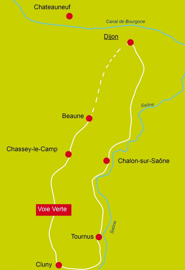 Karte der Radreise durch das Südburgund