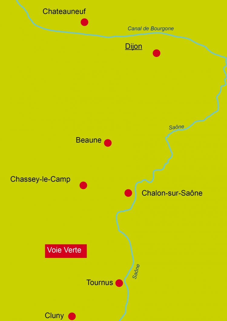 Karte der Radreise durch das Südburgund
